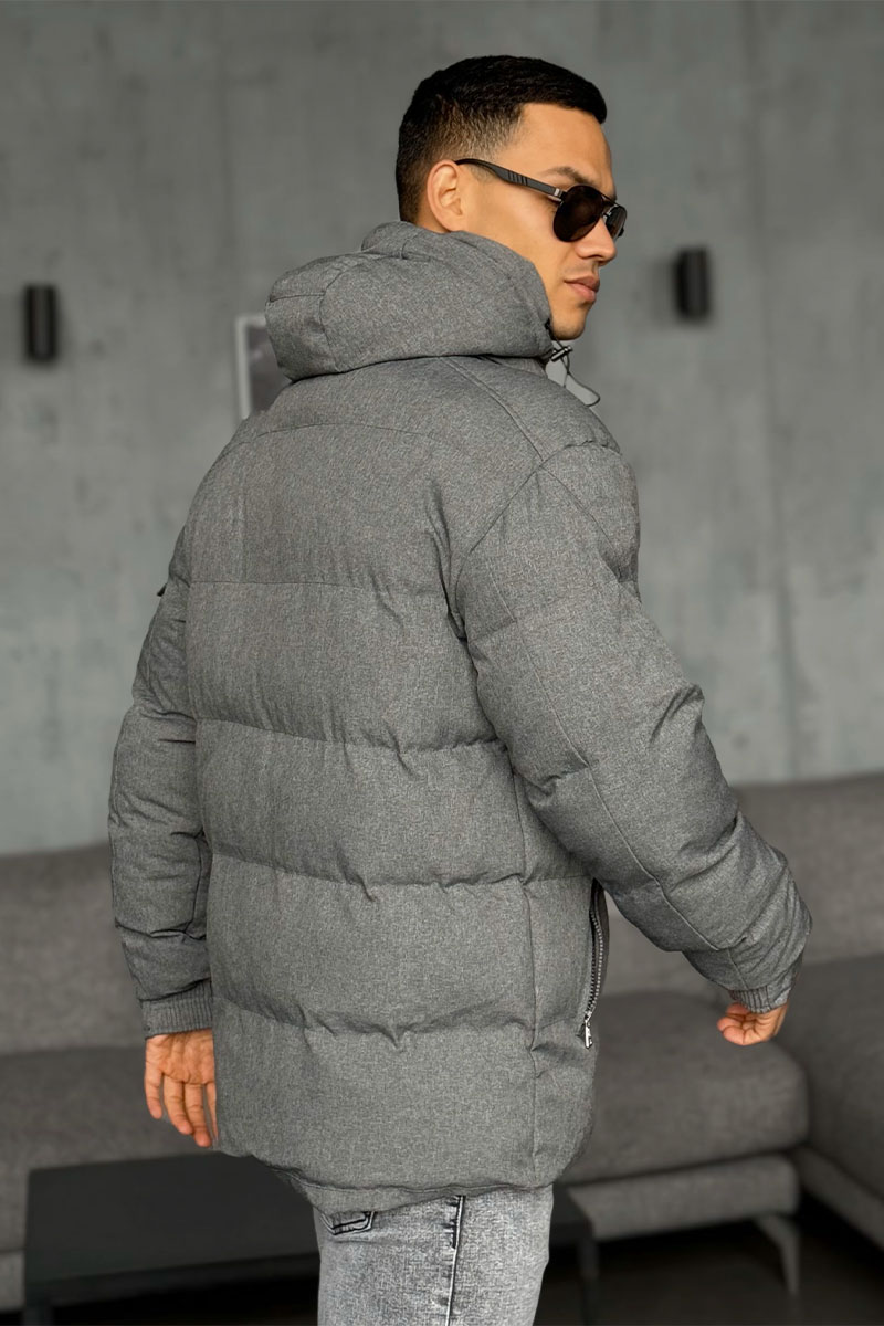 Moncler Утеплённая драповая куртка серого цвета