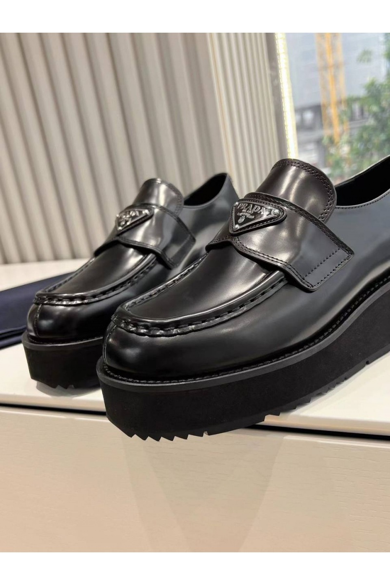 Prada Женские кожаные лоферы Premium - Black