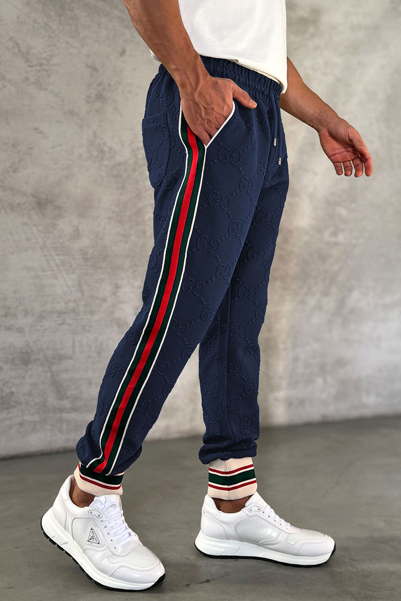 Gucci Тёмно-синие спортивные штаны GG jacquard
