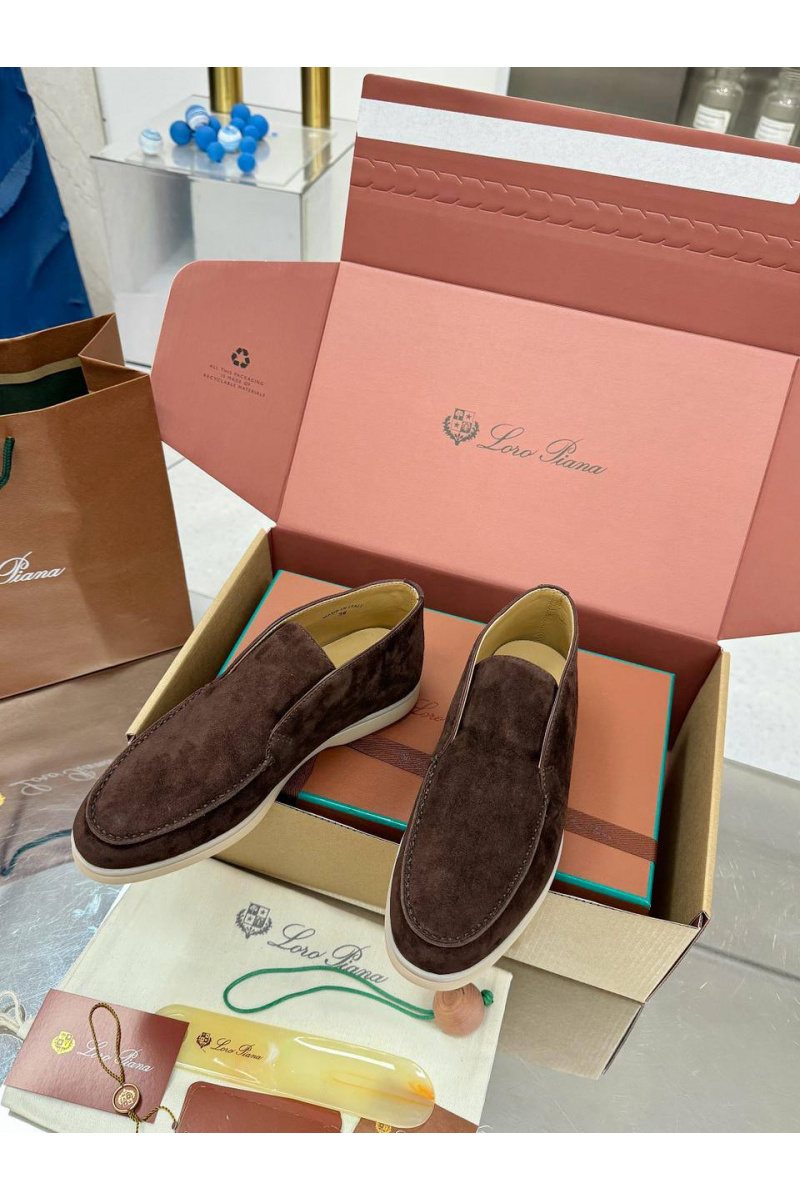 Loro Piana Женские замшевые лоферы premium - Brown