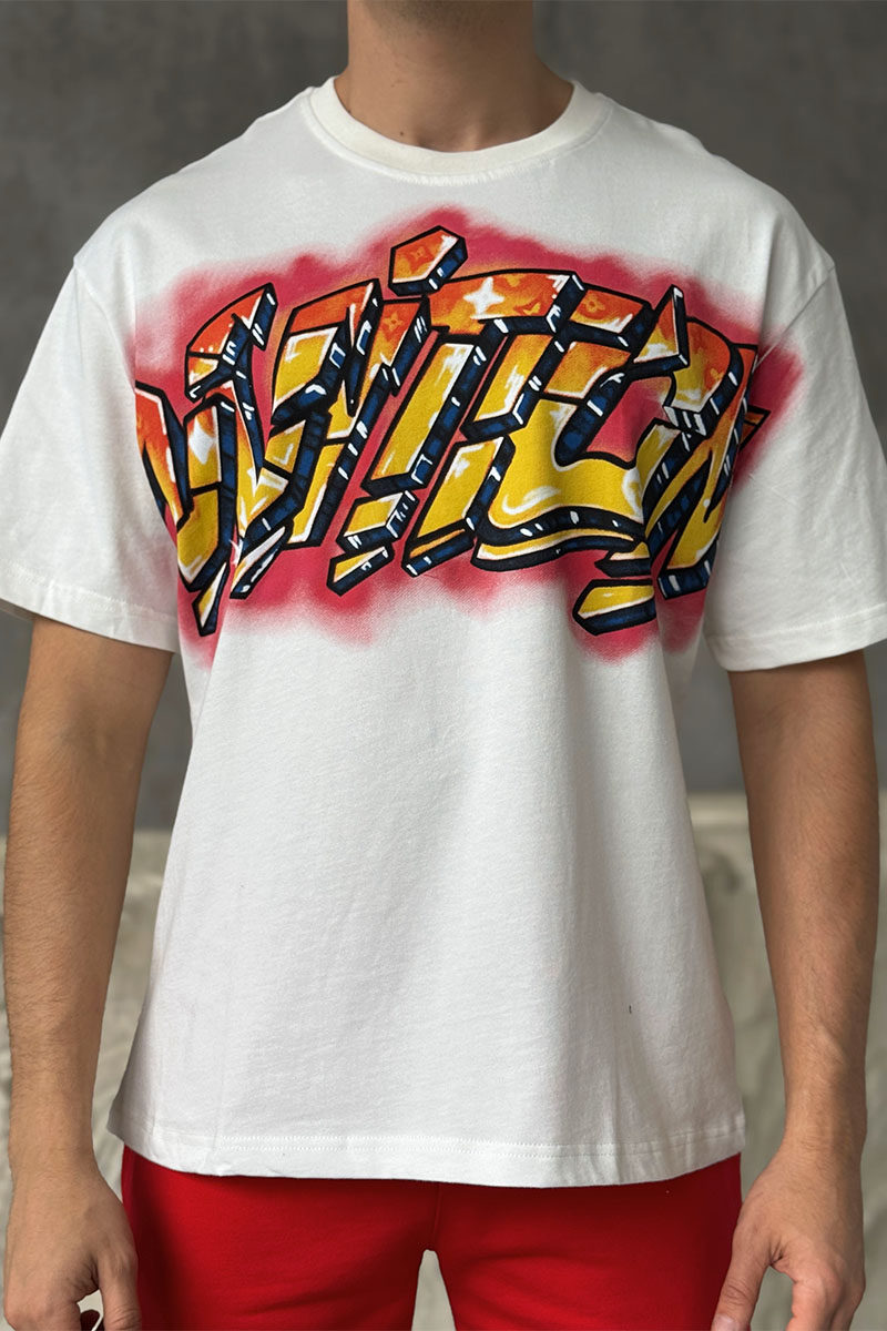Lоuis Vuittоn Белая оверсайз футболка graffiti-print