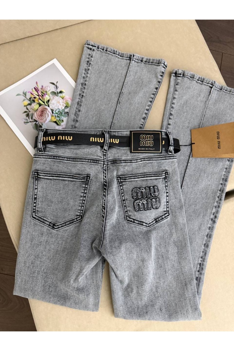 MIU MIU Синие женские джинсы клёш premium