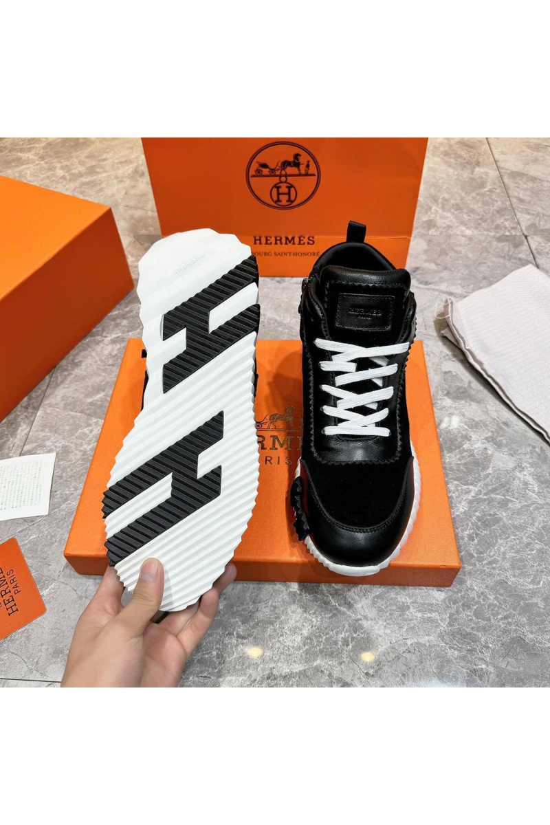 Hermes Кроссовки с мехом Bouncing high-top - Black / White