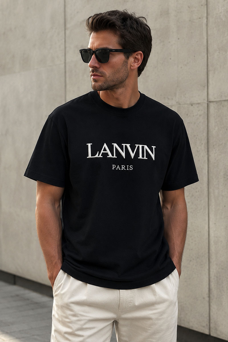Designer Clothing Чёрная оверсайз футболка block-lettered logo-print