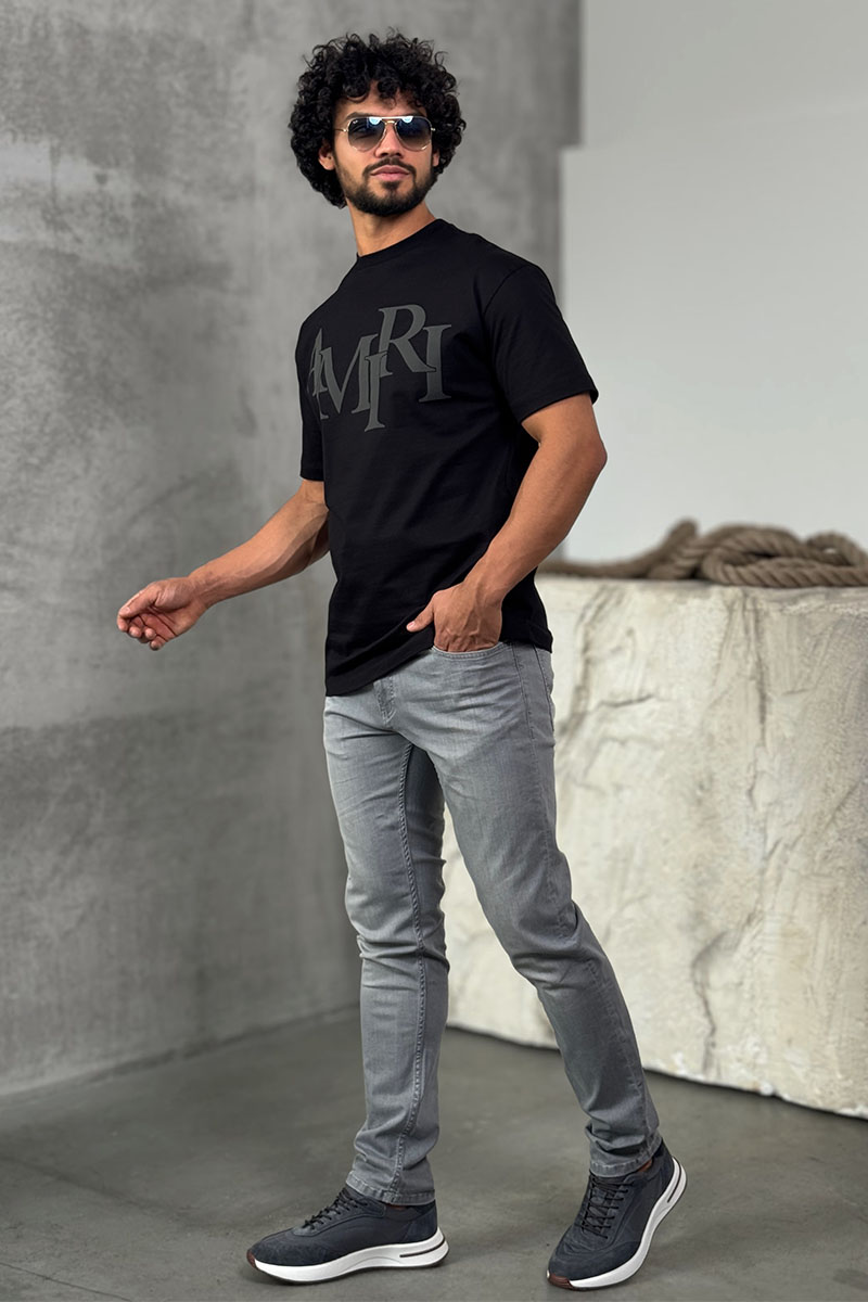 Amiri Футболка чёрного цвета staggered logo