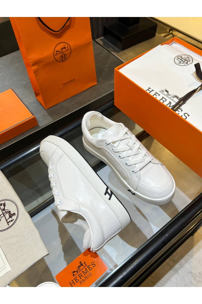 Hermes Женские кожаные кроссовки Premium - White