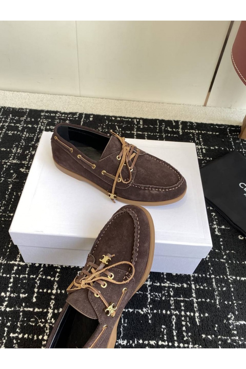 Celine Женские замшевые лоферы premium - Brown