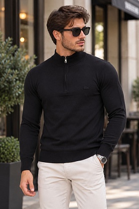 Мужской чёрный джемпер Zip Neck 