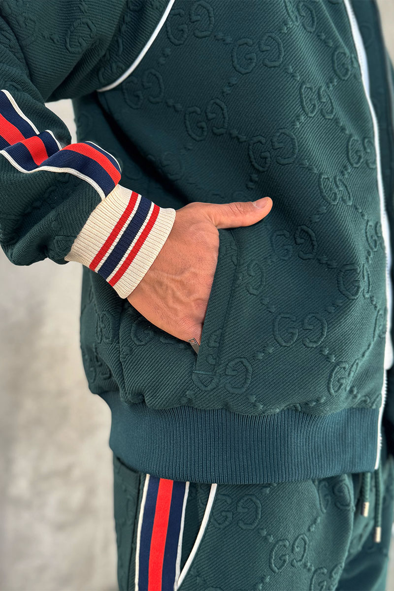 Gucci Зелёный спортивный костюм GG jacquard
