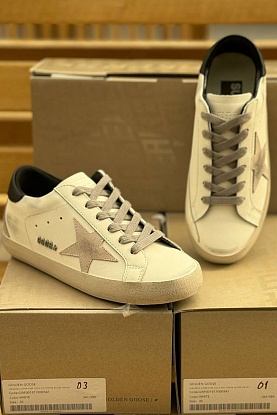 Женские кожаные кроссовки Super-Star Premium - White / Beige