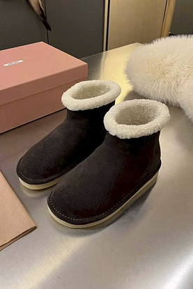 Женские ботинки с мехом premium - Brown