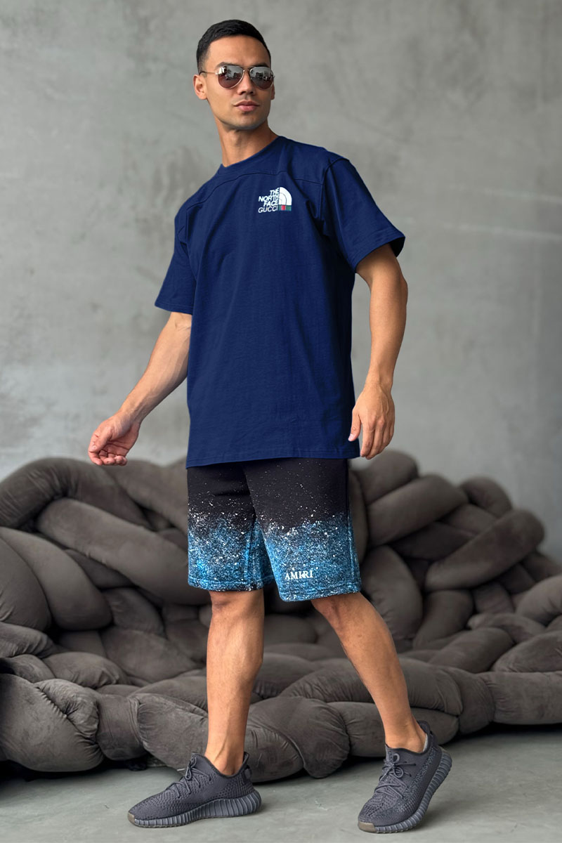 Gucci Оверсайз футболка TNF Collaboration landscape print - Navy