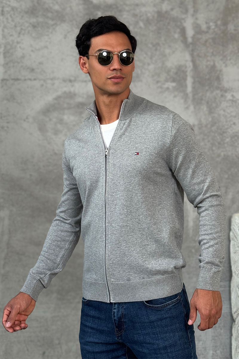 Tommy Hilfiger Кофта на молнии flag embroidery - Grey